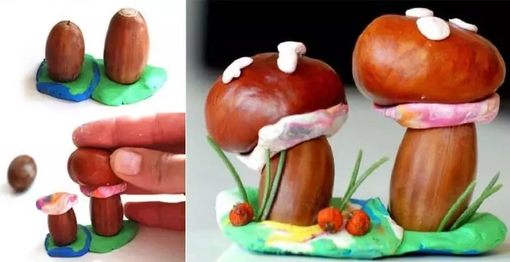 Käsityöt muovi- ja tammenterhoista (47 kuvaa): Kuinka tehdä sieniä lapsille, joilla on oma kätensä? Mitä eläinluvut voit tehdä? Owl-mallinnus, muut käsityöt 26624_7