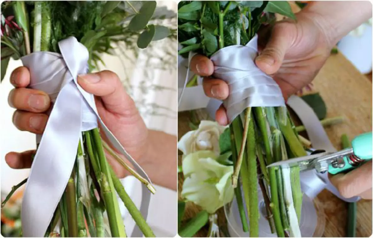 Tecnica di montaggio per bouquet a spirale: un circuito passo-passo di un bouquet di rose e altri colori per principianti, compilation di un bouquet rotondo 26646_25