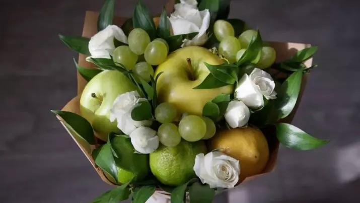 Bouquets vun Äppel (43 Fotoen): Wéi se mat Ären eegenen Hänn Schrëtt fir Schrëtt vun Äppel a Faarwen Ufänger maachen? Hierscht Bouquet vun Äppel mat Zitroun an Tangerinnen, mat Orangen an aner Friichten 26647_16