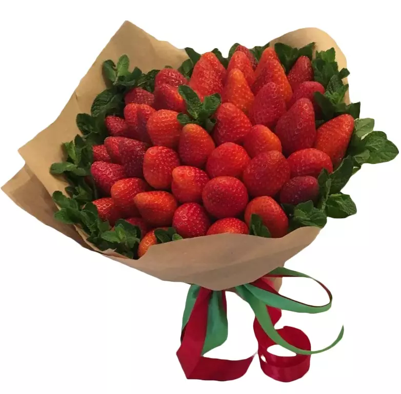 स्ट्रॉबेरी (36 फोटो) च्या bouquets: चॉकलेट मध्ये स्ट्रॉबेरी आपल्या हाताच्या पायथ्याद्वारे चरण कसे बनवायचे? स्ट्रॉबेरी आणि रंगांचे स्ट्रॉबेरी पुष्पगुती कशी बनवायची? 26653_10