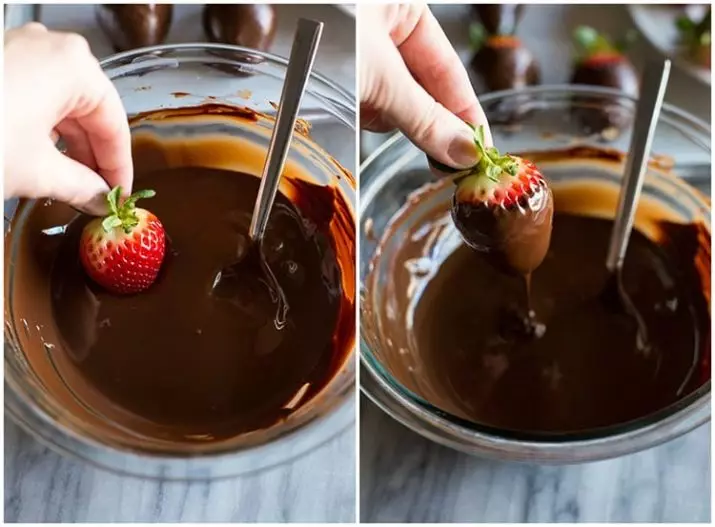 स्ट्रॉबेरी (36 फोटो) च्या bouquets: चॉकलेट मध्ये स्ट्रॉबेरी आपल्या हाताच्या पायथ्याद्वारे चरण कसे बनवायचे? स्ट्रॉबेरी आणि रंगांचे स्ट्रॉबेरी पुष्पगुती कशी बनवायची? 26653_13
