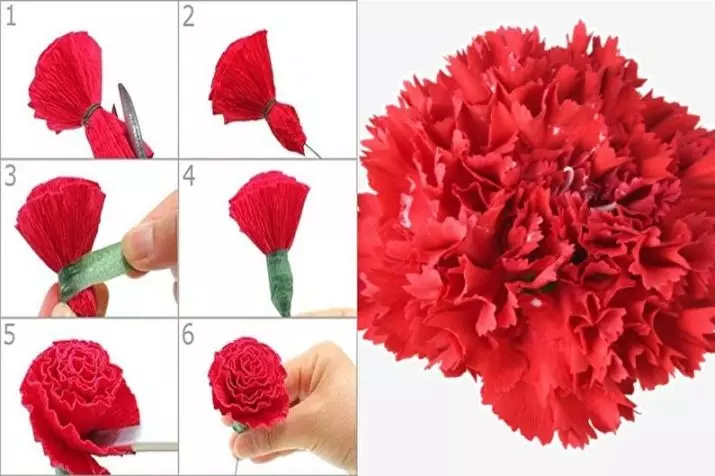 Flors de paper crepe amb les seves pròpies mans (32 fotos): Com fer roses principiants en una classe magistral? Què fer des de paper tinta i densa? 26671_32
