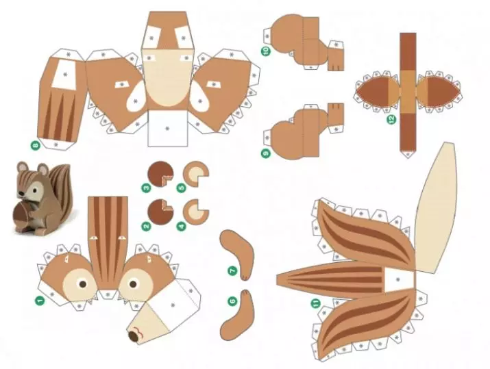 PaperKraft: Papirmodelleringsordning. Anime PAPPERCRAFT fra papir og andre typer, fejer til begyndere. Hvad er det? Dyr og masker, blomster og andre figurer 26681_55