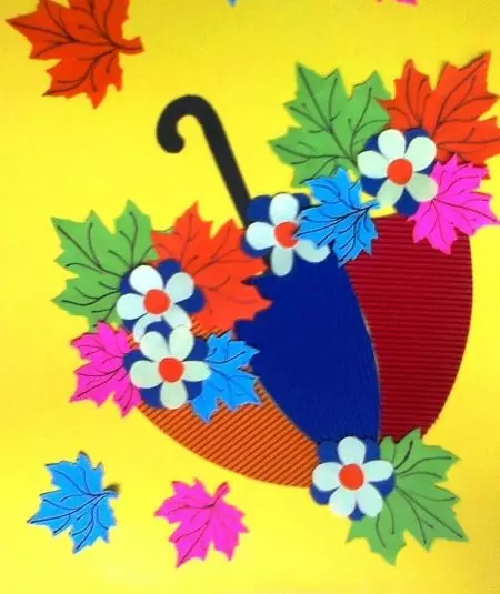 DIY“傘”從紙上：從彩色紙與秋葉用自己的手和其他兒童應用。體積傘雀奶傘 26685_18