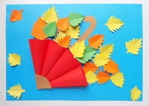 紙からのDIYの「傘」：色紙からの葉の葉からの葉と子供のための他のアプリケーションで。体積傘ステッゲー 26685_37
