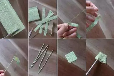 זר נייר: איך לעשות ראש של גפנים נייר עם הידיים שלך? זר נייר גלי וצבעוני, בטכניקת אוריגמי 26689_21