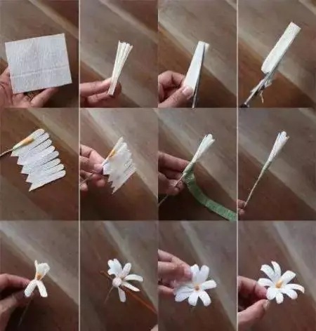 Corona di carta: come fare una testa di viti di carta con le tue mani? Ghirlande da carta ondulata e colorata, nella tecnica di origami 26689_22