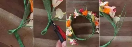 Vòng hoa giấy: Làm thế nào để làm một cái đầu của dây leo giấy bằng tay của chính bạn? Vòng hoa từ giấy sóng và màu, trong kỹ thuật origami 26689_26
