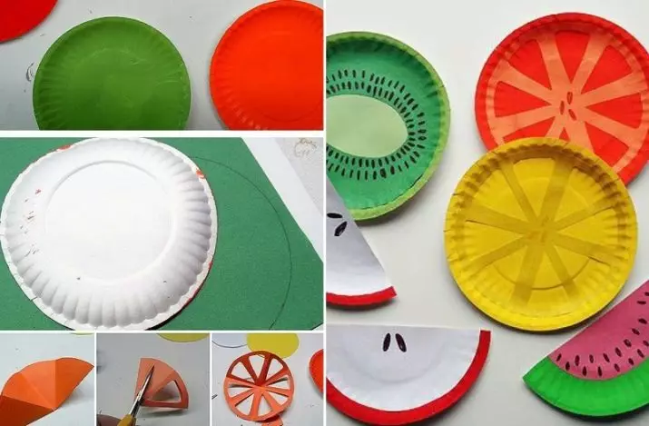 蔬菜和紙質成果：工藝品在不同年齡的兒童的主題上做到這一主題，散裝籃子與彩色紙果實和其他想法 26703_28