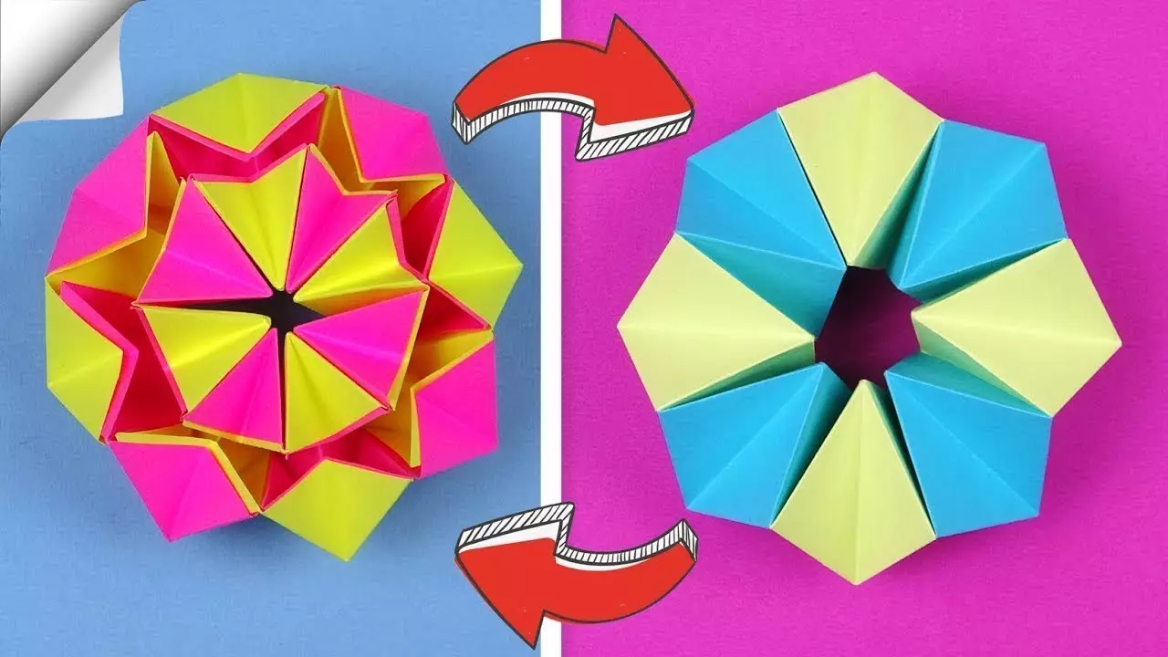Come fare un antistress dalla carta? Gli origami-giocattolo fanno da te stesso. Quanto è facile creare un trasformatore anti-stress di carta? Fare palchi di squanda e serpenti 26709_20