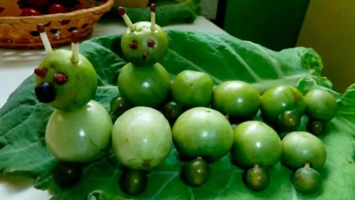 Kerajinan dari Tomato: Caterpillar Tomato Hijau untuk Tadika Dengan tangan mereka sendiri, ladybugs untuk sekolah, kraf musim gugur dari tomato ceri 26727_18