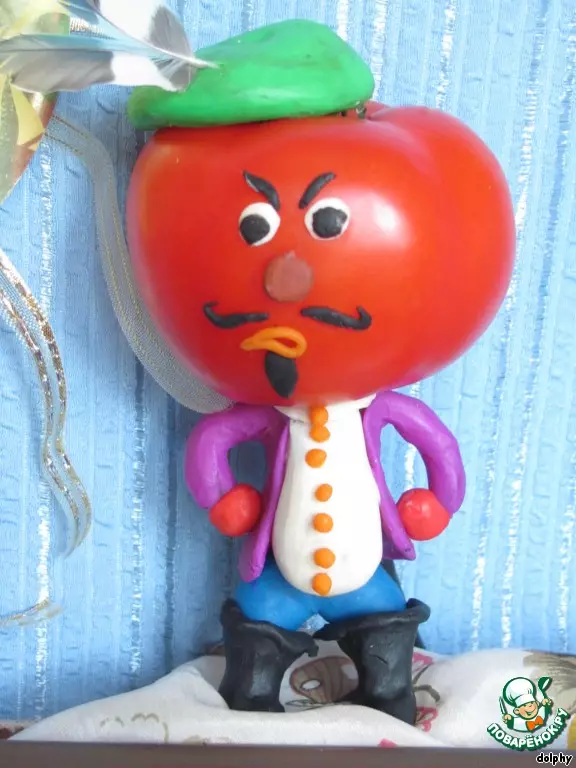 Kerajinan dari Tomato: Caterpillar Tomato Hijau untuk Tadika Dengan tangan mereka sendiri, ladybugs untuk sekolah, kraf musim gugur dari tomato ceri 26727_32