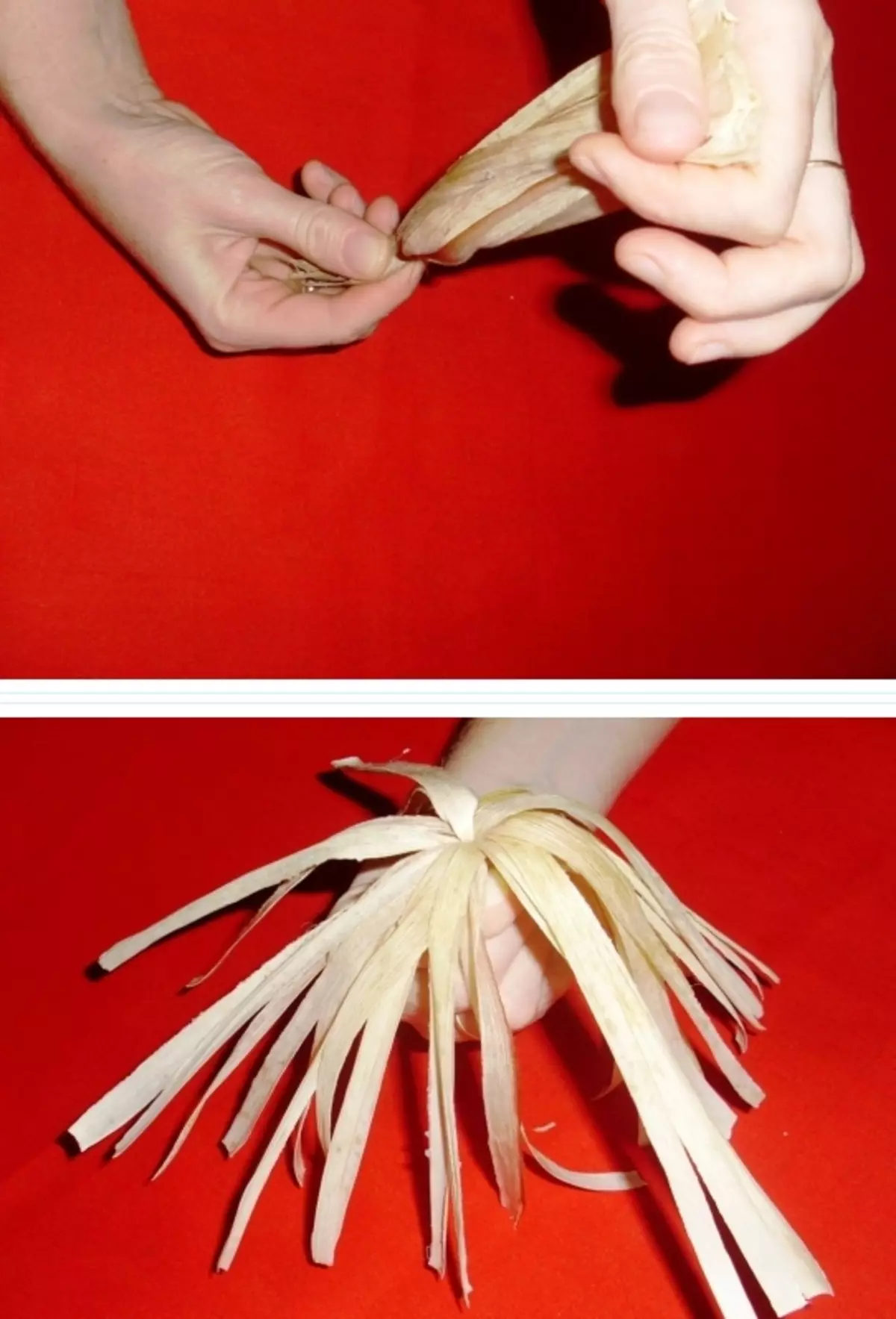 Изделия от царевица (44 снимки) за детска градина и училище, слуги и занаяти по темата за есента с ръцете и ушите на царевица листата си 26737_32