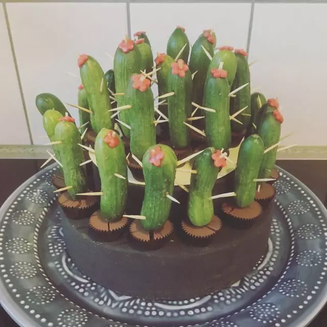 Cactus dari timun (31 photos): bagaimana untuk membuat merangkak ke dalam tadika pada topik musim luruh dengan pencungkil gigi dalam periuk? Mudah minum 26740_4