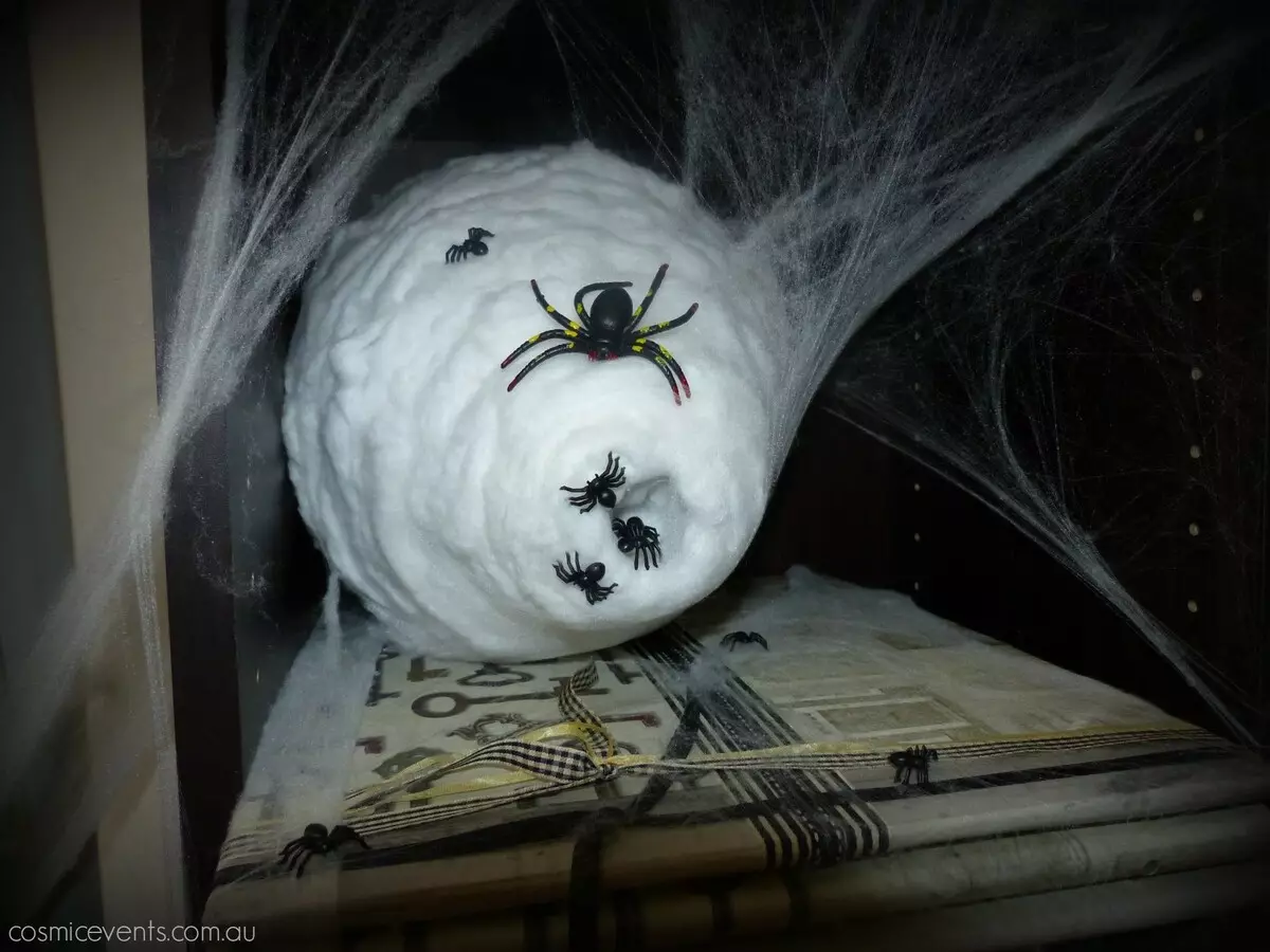 Spider dhe Web në Halloween: Si për të bërë një merimangë me duart tuaja? Opsionet e internetit nga garzë dhe temat, ide të tjera 26744_2