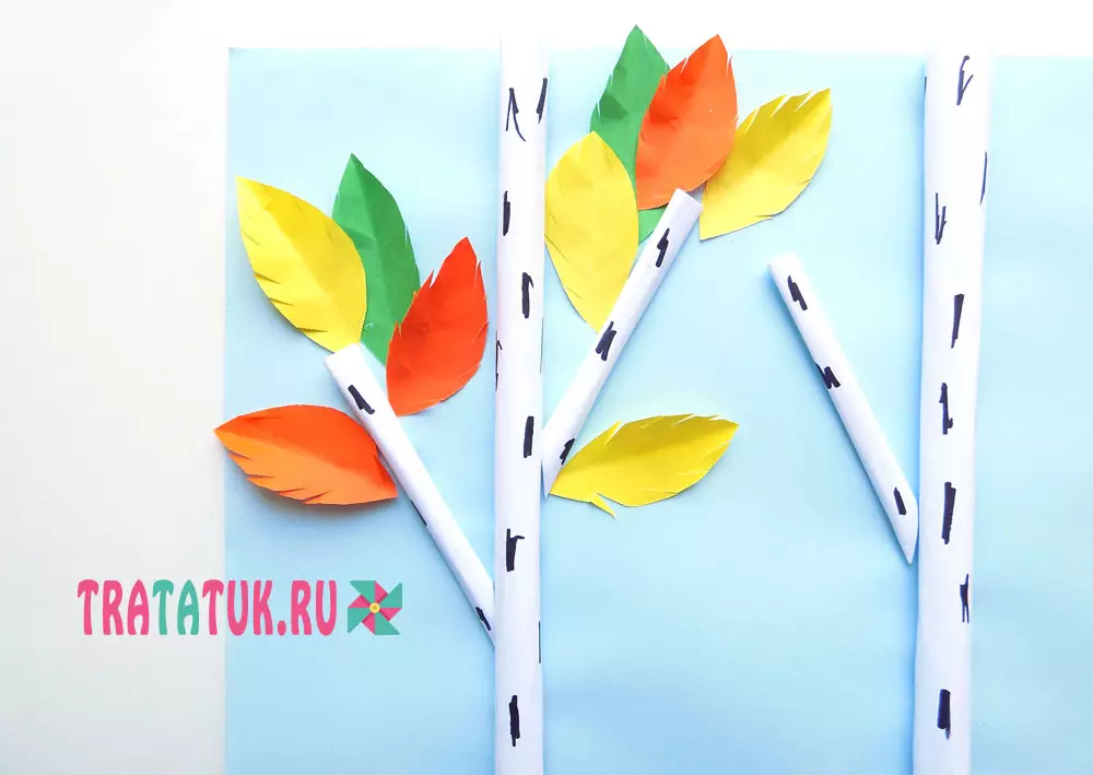 Аплікації «Осінній ліс»: з кольорового паперу і листя. Об'ємна аплікація на тему «Осінь» і обривності, для малюків і дітей 6-7 років 26746_19