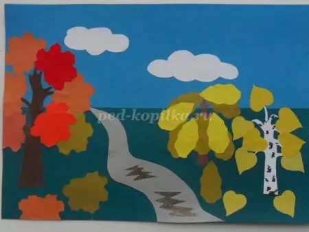 Аплікації «Осінній ліс»: з кольорового паперу і листя. Об'ємна аплікація на тему «Осінь» і обривності, для малюків і дітей 6-7 років 26746_36