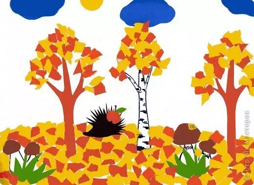 Аплікації «Осінній ліс»: з кольорового паперу і листя. Об'ємна аплікація на тему «Осінь» і обривності, для малюків і дітей 6-7 років 26746_6
