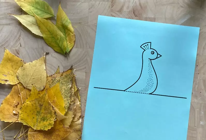 葉から「Firebird」の工芸品（30枚の写真）：秋の乾いた葉からの応用、バルク手工芸品。ステップバイステップの指示にそれらを作る方法は？ 26763_21
