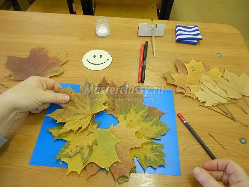 Artisanat « Sunny » de feuilles: Applique « Soleil » à partir des feuilles d'automne avec leurs propres mains, l'artisanat de lumière sur le thème « Automne » 26764_14