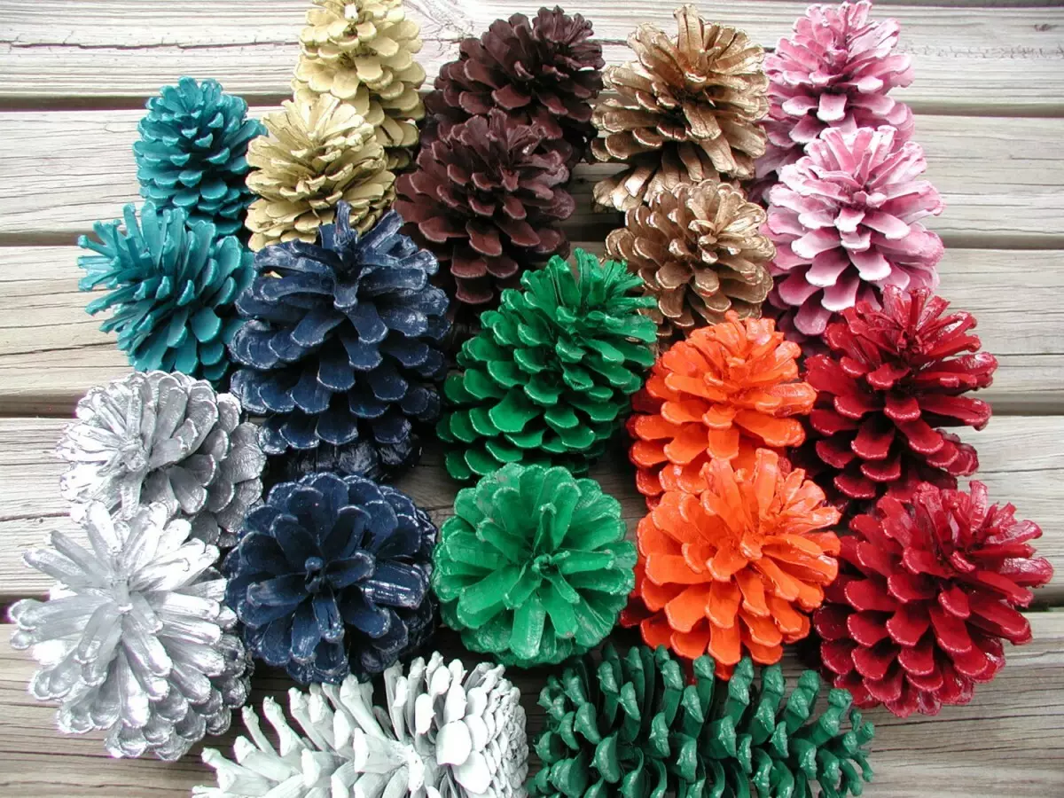 Mga Crafts gikan sa FIR CONES (45 Mga Litrato): Giunsa kini paghimo sa imong kaugalingon nga mga kamot alang sa kindergarten ug sa eskuylahan? Unsa man ang mahimo sa hilisgutan sa tingdagdag? 26779_15