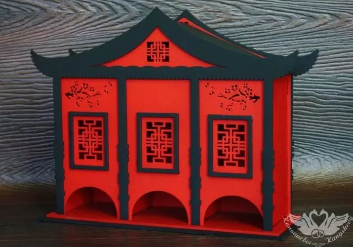 Tea namas fanera (29 nuotraukos): namas arbatos brėžiniuose su savo rankomis, šablonai ruošinių su matmenimis, apdaila 26794_29