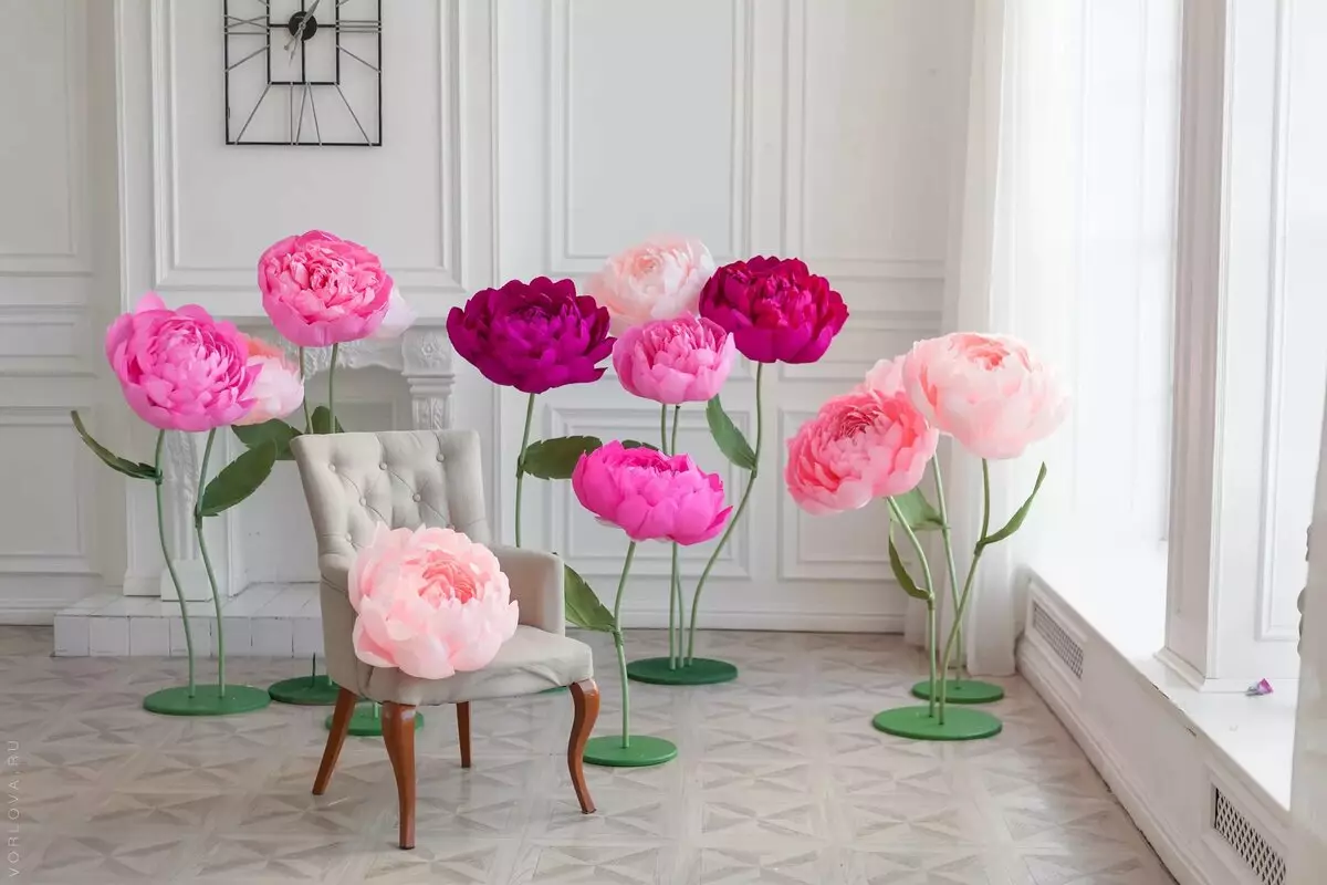 Insolon peonies (39 photos): lamp and growth flower, master class and petal patterns. How to make small peonies with their own hands? 26818_3