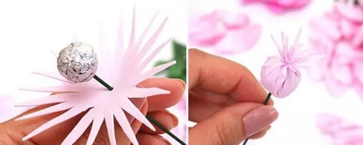 Flores de Foamyran (103 fotos): clase mestra para facer coas súas propias mans sobre modelos. Como facer ramos feitos a man paso a paso? 26831_52