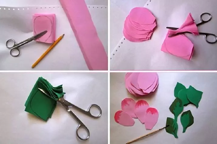 Roses de Foamiran (48 fotos): clases magistrales, creando lámparas de listas en la plantilla con sus propias manos. ¿Cómo hacerlos de Wicked Foamiran? Otras ideas 26836_23