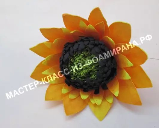 Foamyran (28 تصاویر) سے Sunflowers: ہم آپ کے اپنے ہاتھوں، قدم بہ قدم ماسٹر کلاس، پیٹرن اور پیٹرن میں اضافہ کرتے ہیں 26862_24