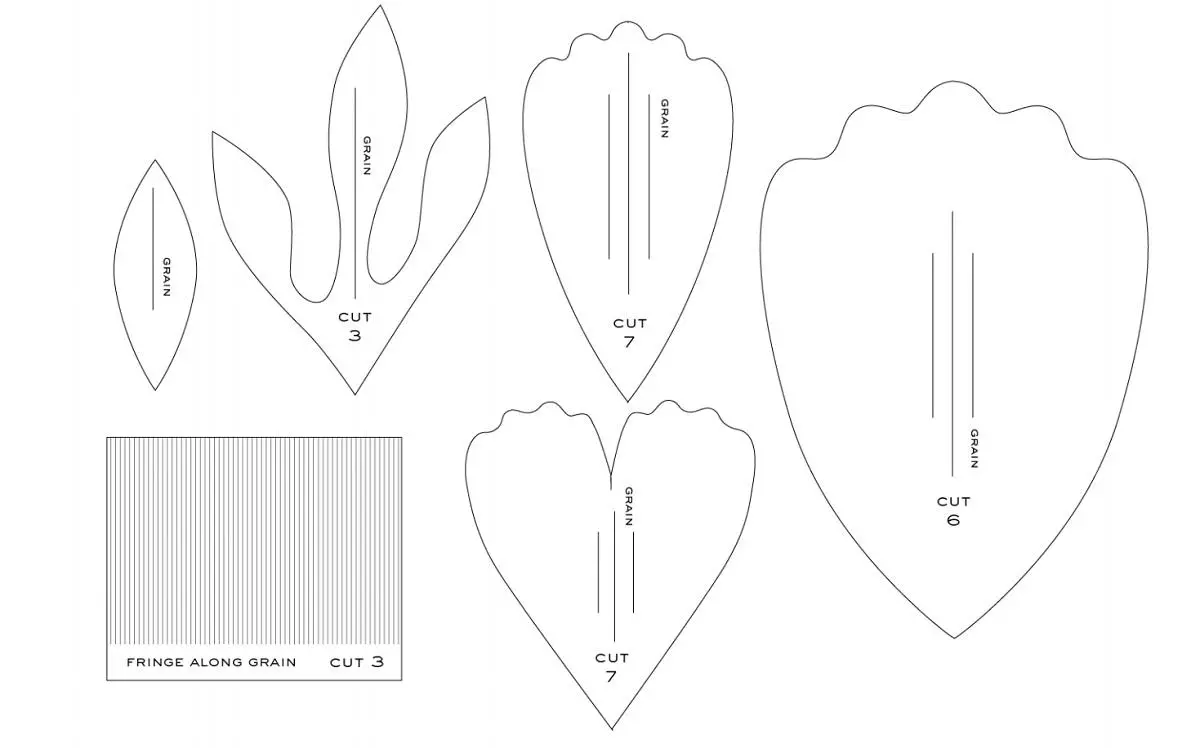 Foamiran минзухари (40 снимки): шаблони и майсторски класове с описание стъпка по стъпка. Как да си направим букет цветя със собствените си ръце? Схема за начинаещи 26870_17