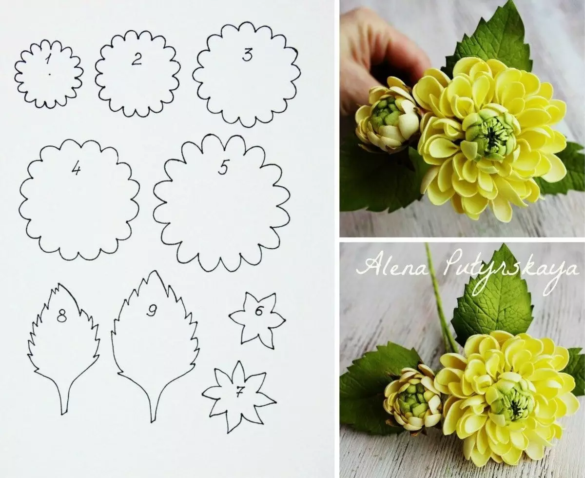 Flowers from Foamiran for beginners (84 photos): step-by-step schemes and patterns for manufacture with your own hands, simple master classes 26873_7