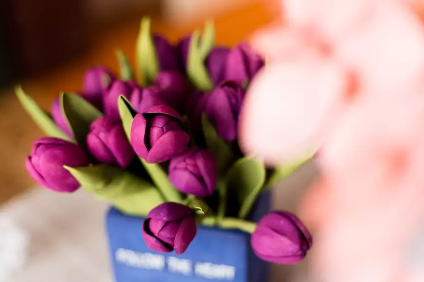 Tulpės iš Foamiran (30 nuotraukų): žingsnis po žingsnio meistriškumo klases, modelio šablonai. Kaip padaryti augimą ir kitas gėles? 26875_4