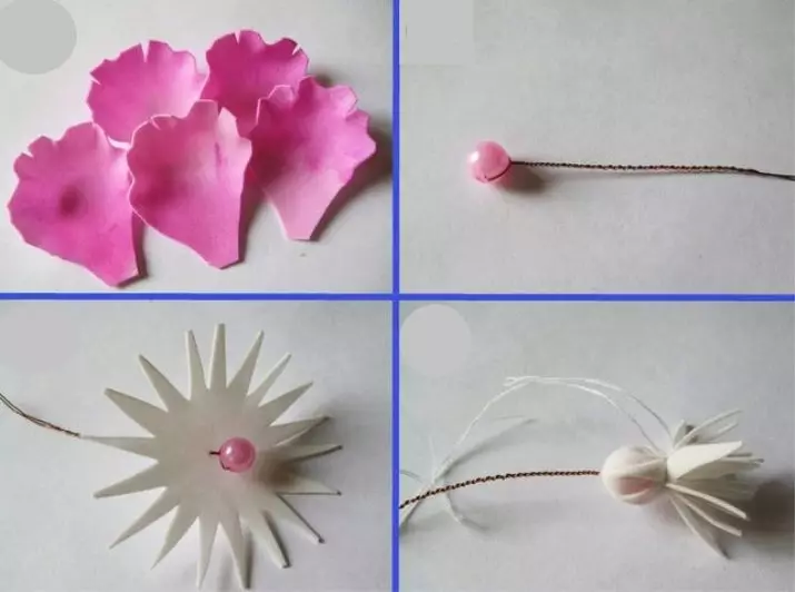 फोमिरन पेन (35 35 फोटोहरू): चरण-द्वारा-चरण मास्टर वर्ग। कसरी आफ्नै हातले टेम्पलेटमा फूल बनाउने? ठूलो कलियों र अन्य फूलहरूको साथ वृद्धि Penonies 26877_23