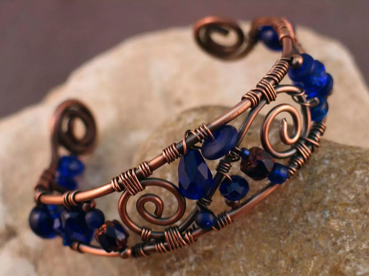 Bracelete de arame: bracelete de tecelagem pulseira de fio de cobre com as mãos stepshop, esquemas de produtos para homens e mulheres 26899_7