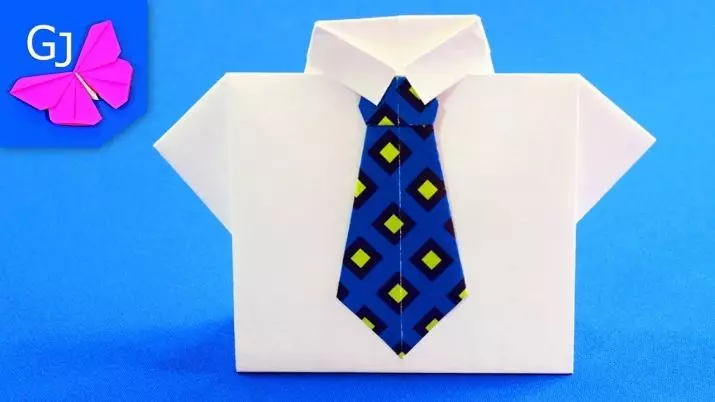 Origami pour papa: cadeaux d'anniversaire de papier. Comment faire un chenleur sous la forme d'un costume avec vos propres mains? Faire une médaille de la fille 26924_2