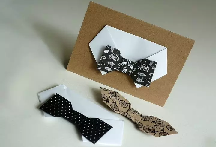 Origami pour papa: cadeaux d'anniversaire de papier. Comment faire un chenleur sous la forme d'un costume avec vos propres mains? Faire une médaille de la fille 26924_6