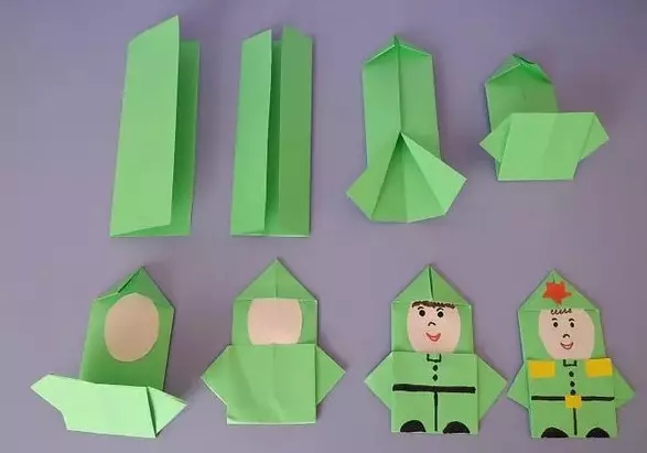 Әти өчен Оригами: кәгазьдән туган көн бүләкләре. Үз кулларыгыз белән костюм формасында кайгы-хәсрәт ясарга? Кыздан медаль ясарга 26924_7
