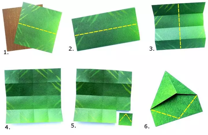 Орігамі «Дерево»: як зробити його з паперу з дітьми за схемою? Об'ємне орігамі для дітей 4-5 і 6-7 років, варіанти для дорослих 26929_14