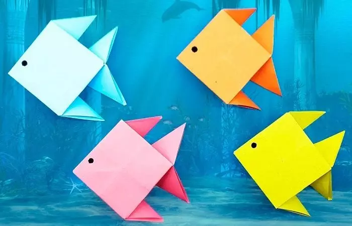 Origami untuk kanak-kanak prasekolah: skim langkah demi langkah mudah mudah. Pengangkutan dan buah-buahan, origami kertas lain untuk kanak-kanak prasekolah 26930_3