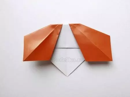 Reňkli kagyzdan origami: öz eliňiz bilen iki taraplaýyn kagyzdan nädip gül ýasamaly? Çagalar üçin senetalar, bir taraply kagyzdan ýeňil modeller 26933_10