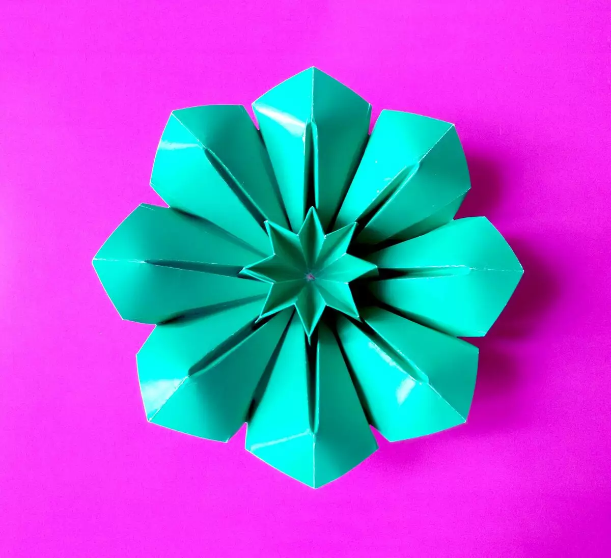 Origami de kolora papero: Kiel fari florojn de duoblaflanka papero kun viaj propraj manoj? Manfaritaĵoj por infanoj, malpezaj modeloj de unuflanka papero 26933_2