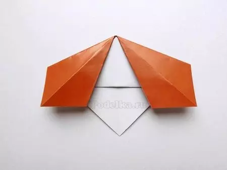 Origami tina kertas berwarna: Kumaha ngadamel kembang tina kertas dua kali sareng leungeun anjeun sorangan? Karajinan pikeun barudak, model cahaya tina kertas hiji-sisi 26933_9