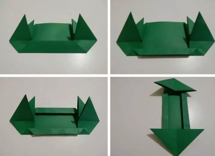 Origami «Tank» `ինչպես անել, այն թղթի երեխաների քայլ առ քայլ հրահանգներ? Թեթեւ մոդուլային բաք դիագրամ, պարզ T-34 տանկի ձեր սեփական ձեռքերով 26944_30