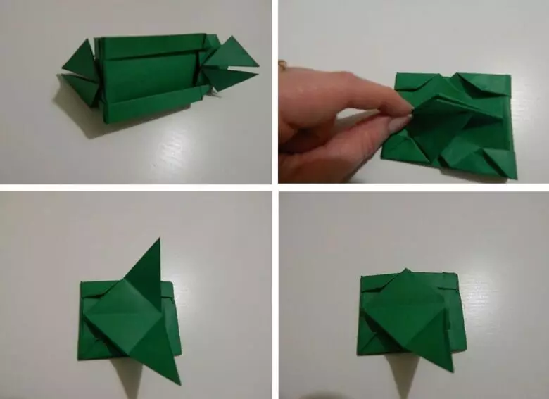 Origami «Tank» `ինչպես անել, այն թղթի երեխաների քայլ առ քայլ հրահանգներ? Թեթեւ մոդուլային բաք դիագրամ, պարզ T-34 տանկի ձեր սեփական ձեռքերով 26944_33