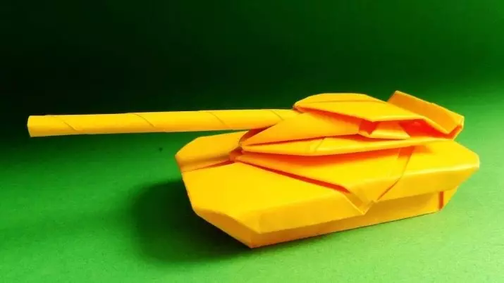 Origami «Tank» `ինչպես անել, այն թղթի երեխաների քայլ առ քայլ հրահանգներ? Թեթեւ մոդուլային բաք դիագրամ, պարզ T-34 տանկի ձեր սեփական ձեռքերով 26944_39
