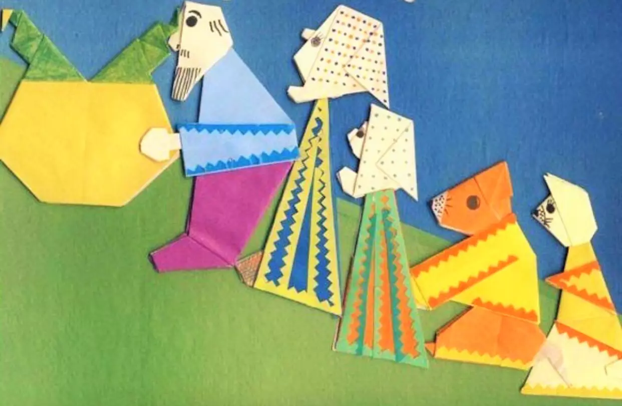 Origami-Fairy Tales. Գյուղացու եւ նավակի մասին, թղթի հեքիաթներ ծովահենների եւ «Տերեմոկ» -ի մասին, տղամարդու եւ թագավորի մասին: Թղթի այլ հեքիաթների սխեմաներ 26948_28