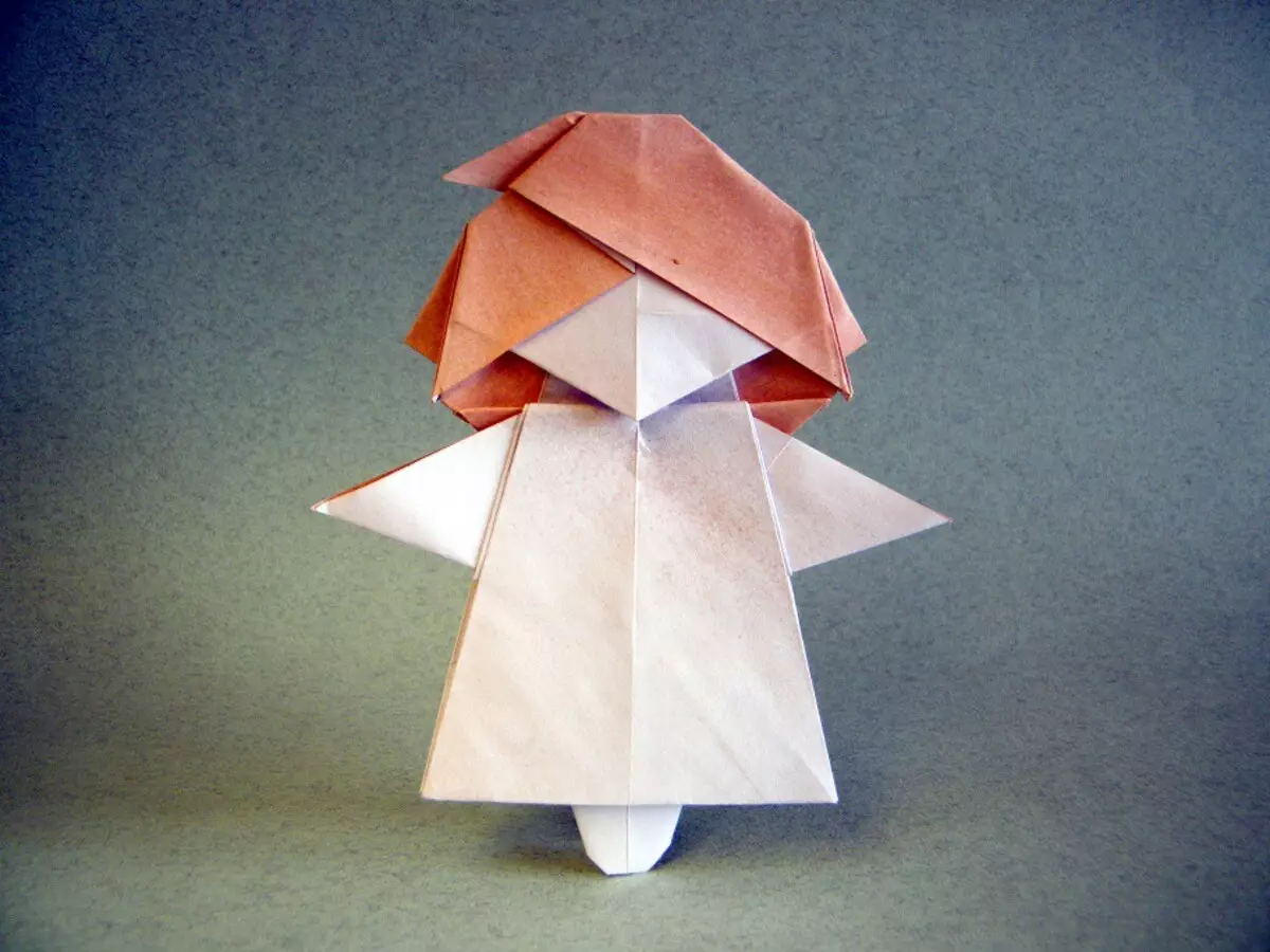 折り紙「男」：どの方式に従って簡単に子供たちと一緒に紙から人々を作るには？顔の顔のステップの説明によってステップ。全体の置物を折るする方法？ 26949_2
