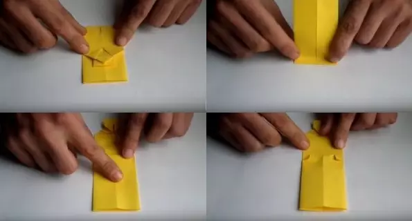 折り紙「男」：どの方式に従って簡単に子供たちと一緒に紙から人々を作るには？顔の顔のステップの説明によってステップ。全体の置物を折るする方法？ 26949_45