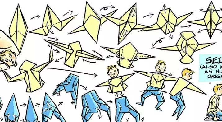 折り紙「男」：どの方式に従って簡単に子供たちと一緒に紙から人々を作るには？顔の顔のステップの説明によってステップ。全体の置物を折るする方法？ 26949_9